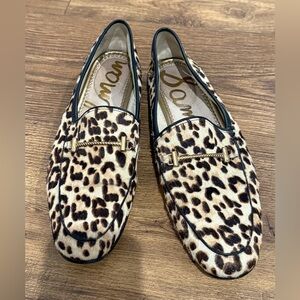 Sam Edelman Brown and Black loafers with Leopard Print